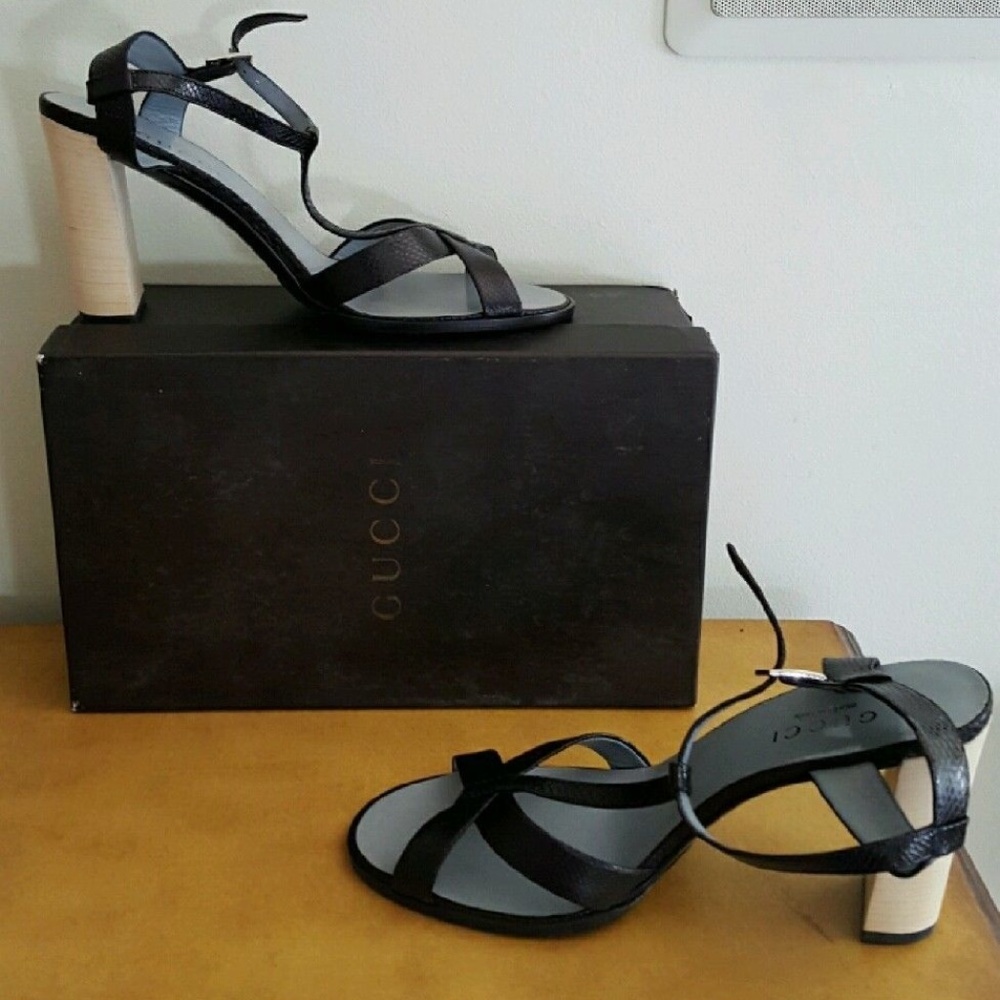 Brand New Gucci Ankle Strap Shoe With Block Heel